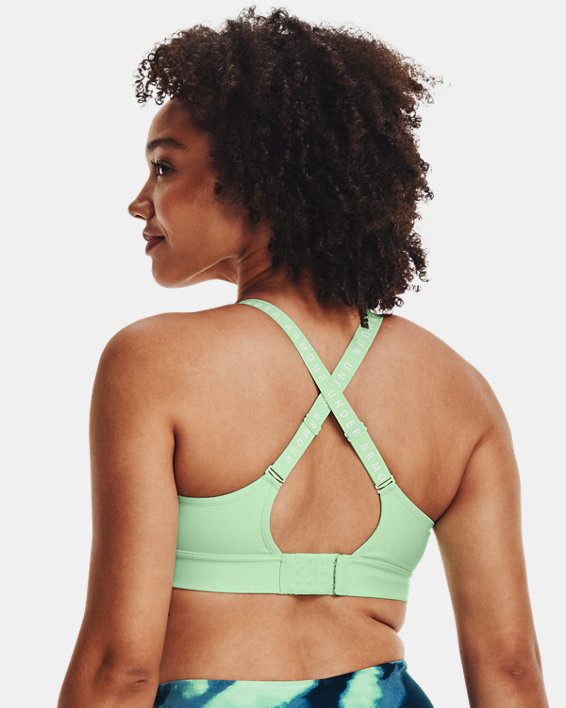 Women's UA Infinity Mid Covered Sports Bra in Green image number 5